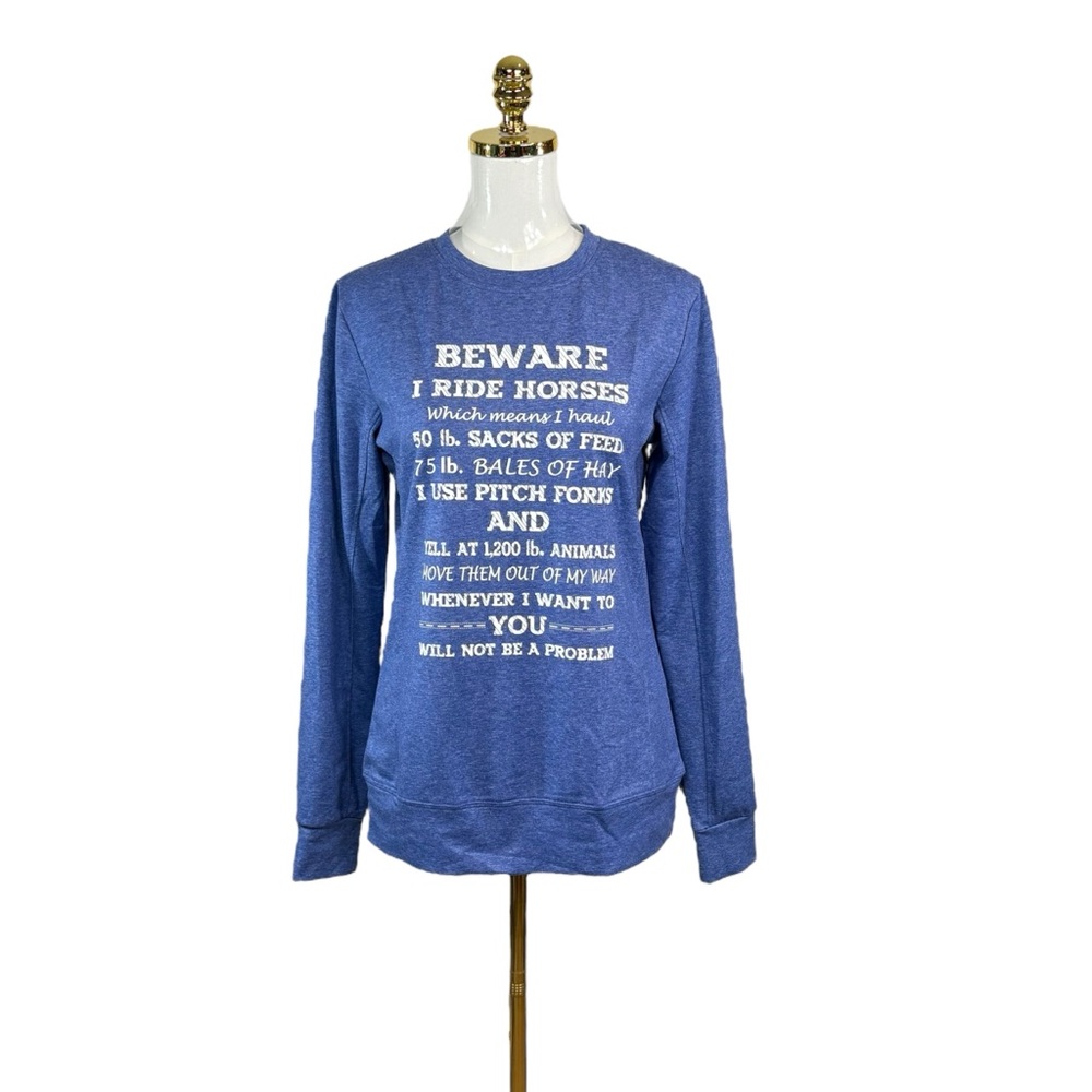 Woman’s Lilicloth horse/farm graphic quote top size M
